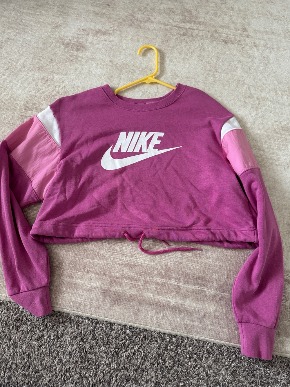 Nike Purple-Pink Cropped Crewneck Sweatshirt